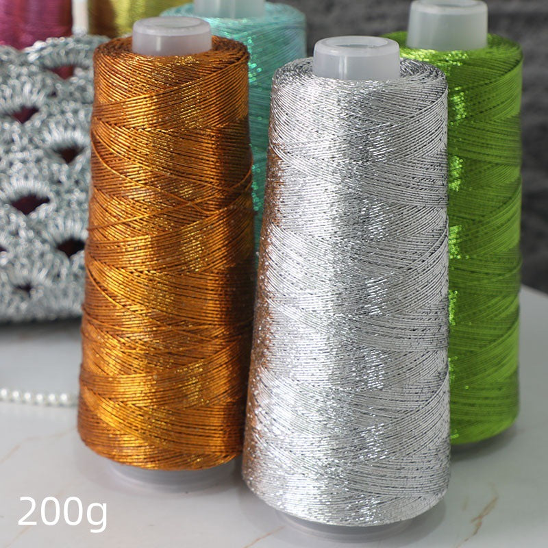 YARN60014 Trendy Metallic Silver Core-Spun Yarn for Crochet Bags – Shiny Statement Yarn