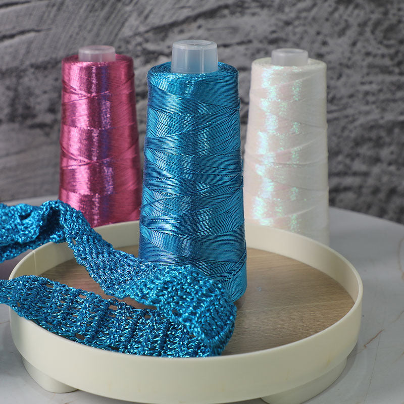 YARN60014 Trendy Metallic Silver Core-Spun Yarn for Crochet Bags – Shiny Statement Yarn