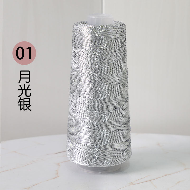 YARN60014 Trendy Metallic Silver Core-Spun Yarn for Crochet Bags – Shiny Statement Yarn