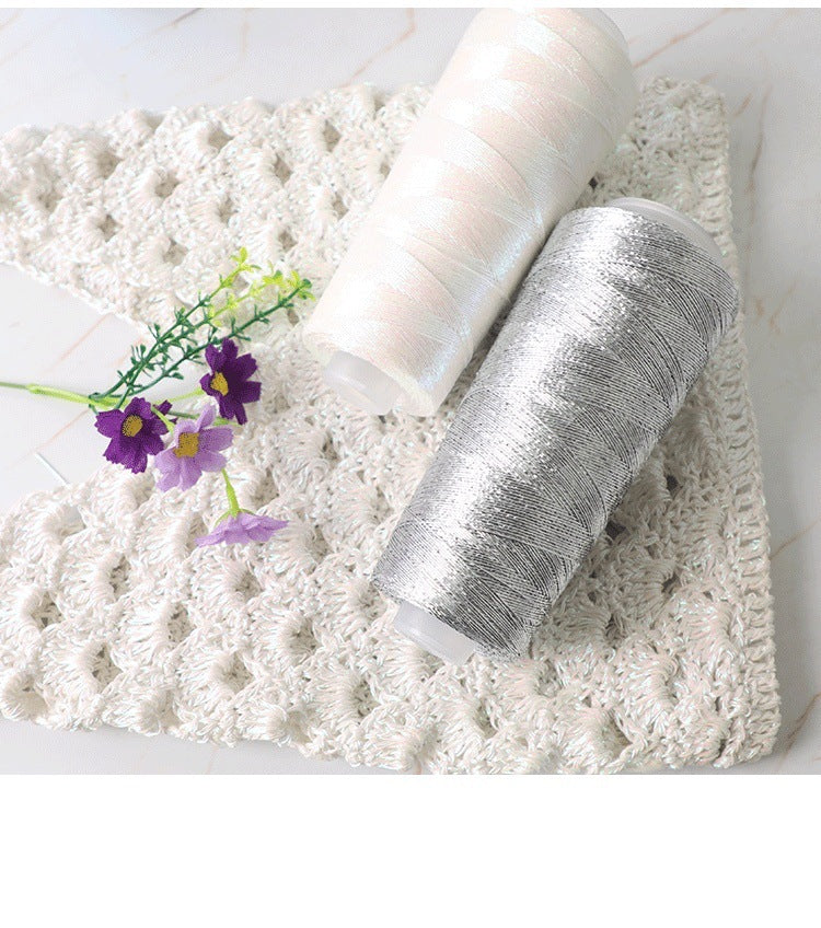 YARN60014 Trendy Metallic Silver Core-Spun Yarn for Crochet Bags – Shiny Statement Yarn