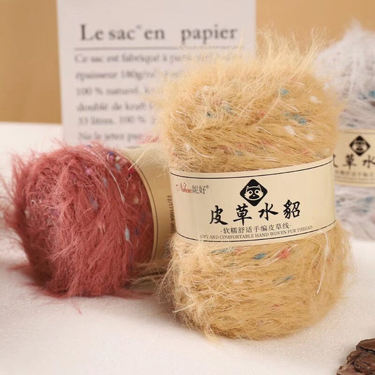 YARN60015 Premium Faux Mink Fur Yarn for Crochet & Knitting – Ultra Soft Plush Yarn for Winter Wear DIY