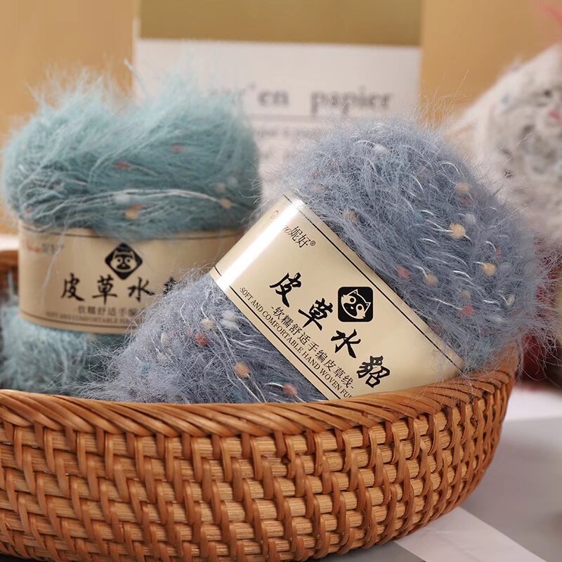 YARN60015 Premium Faux Mink Fur Yarn for Crochet & Knitting – Ultra Soft Plush Yarn for Winter Wear DIY