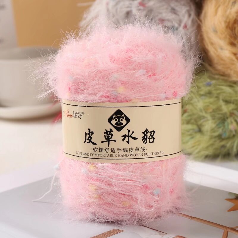 YARN60015 Premium Faux Mink Fur Yarn for Crochet & Knitting – Ultra Soft Plush Yarn for Winter Wear DIY
