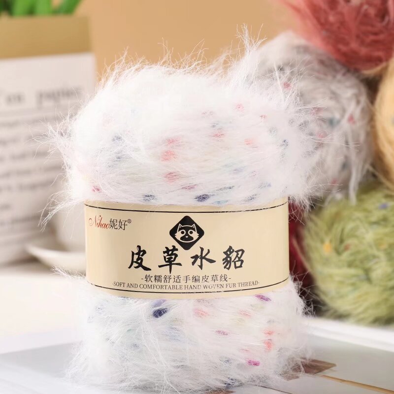 YARN60015 Premium Faux Mink Fur Yarn for Crochet & Knitting – Ultra Soft Plush Yarn for Winter Wear DIY