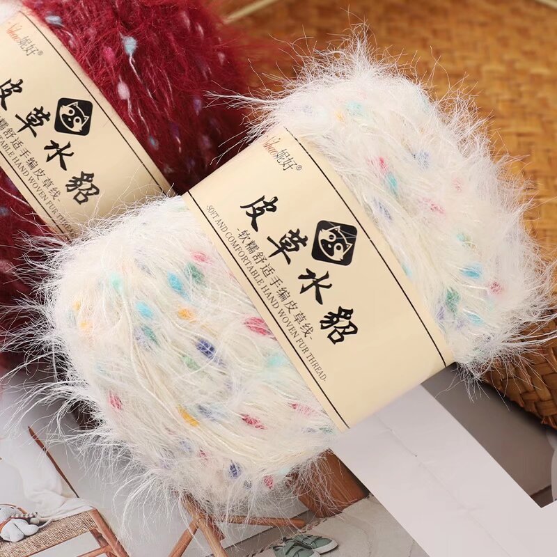 YARN60015 Premium Faux Mink Fur Yarn for Crochet & Knitting – Ultra Soft Plush Yarn for Winter Wear DIY
