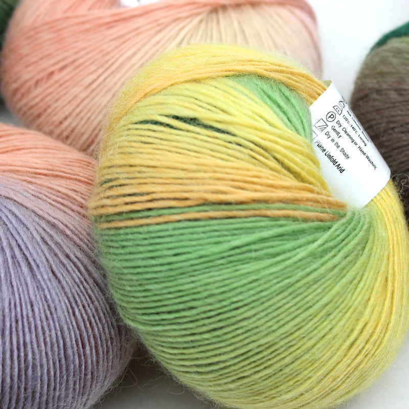 YARN60016 Rainbow Gradient Wool Yarn – Long Color Change Yarn for Crochet & Knitting