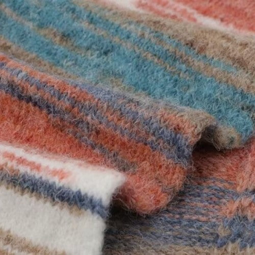 YARN60017 Premium Art-Inspired Hand-Dyed Mohair Wool Yarn – Gradient Rainbow Long Pile Yarn for Crochet & Knitting
