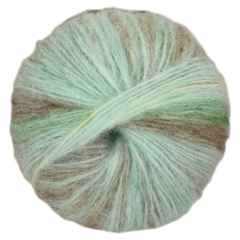 YARN60017 Premium Art-Inspired Hand-Dyed Mohair Wool Yarn – Gradient Rainbow Long Pile Yarn for Crochet & Knitting