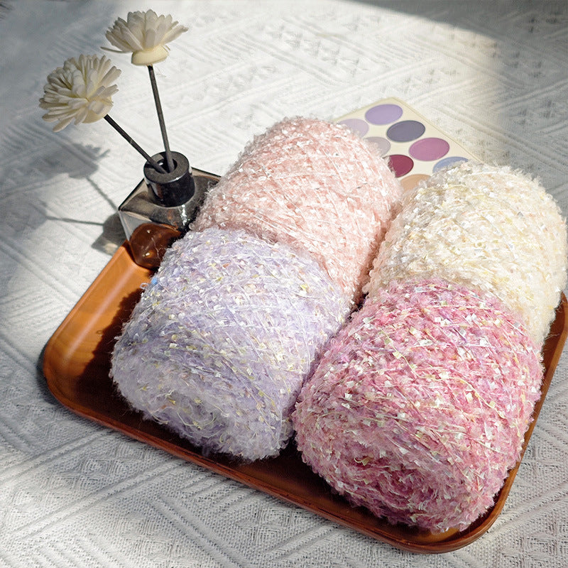 YARN60019 Trendy Loop Yarn with Sequins – Textured DIY Yarn for Crochet Bags, Scarves & Amigurumi Toys