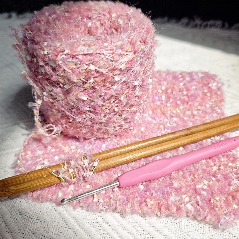 YARN60019 Trendy Loop Yarn with Sequins – Textured DIY Yarn for Crochet Bags, Scarves & Amigurumi Toys