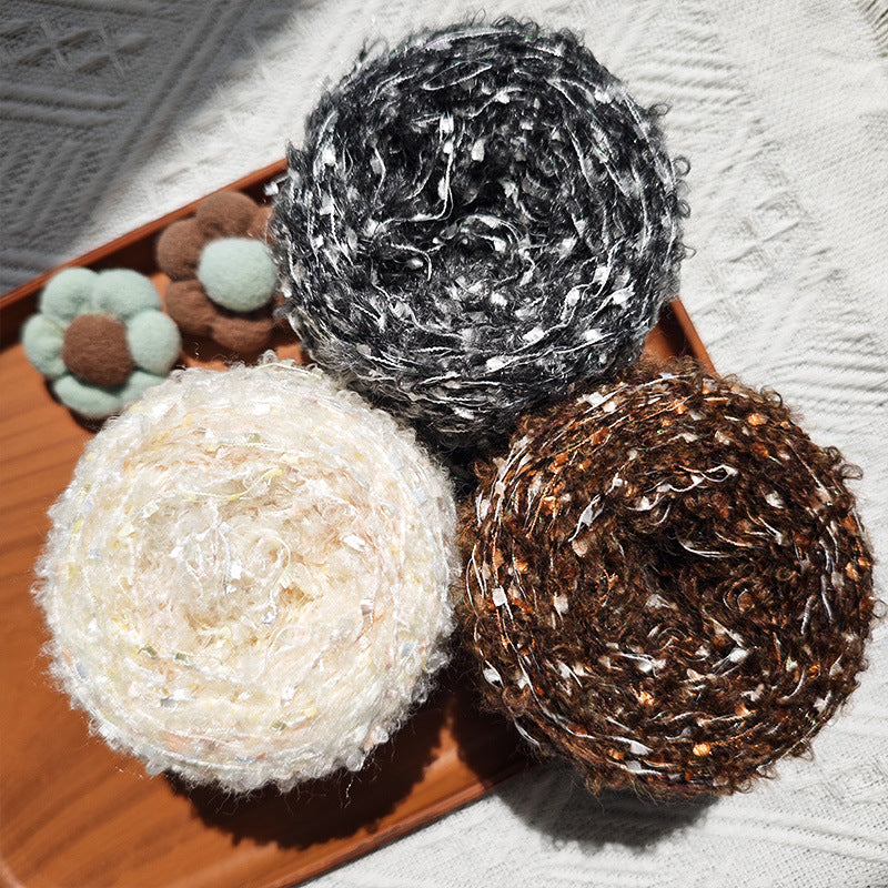 YARN60019 Trendy Loop Yarn with Sequins – Textured DIY Yarn for Crochet Bags, Scarves & Amigurumi Toys