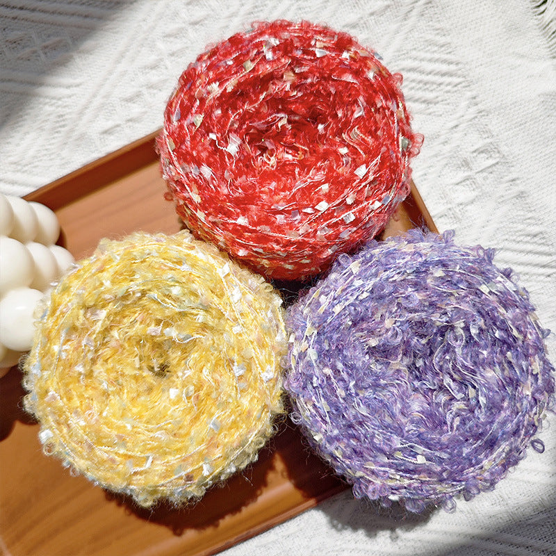 YARN60019 Trendy Loop Yarn with Sequins – Textured DIY Yarn for Crochet Bags, Scarves & Amigurumi Toys