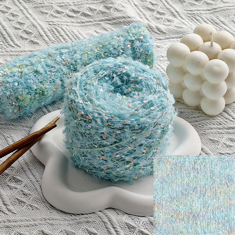 YARN60019 Trendy Loop Yarn with Sequins – Textured DIY Yarn for Crochet Bags, Scarves & Amigurumi Toys