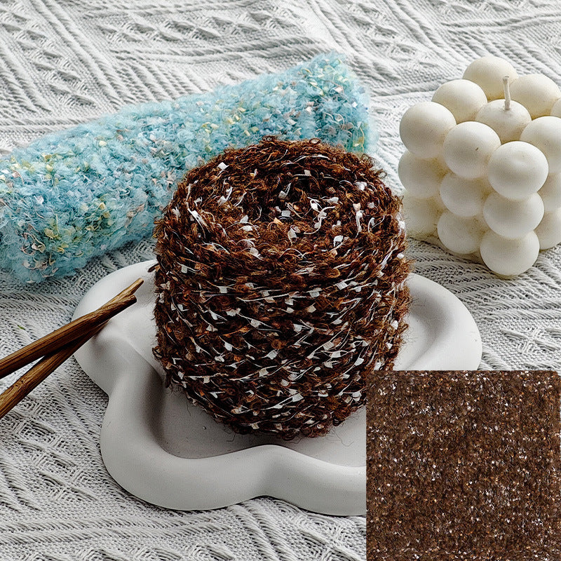 YARN60019 Trendy Loop Yarn with Sequins – Textured DIY Yarn for Crochet Bags, Scarves & Amigurumi Toys