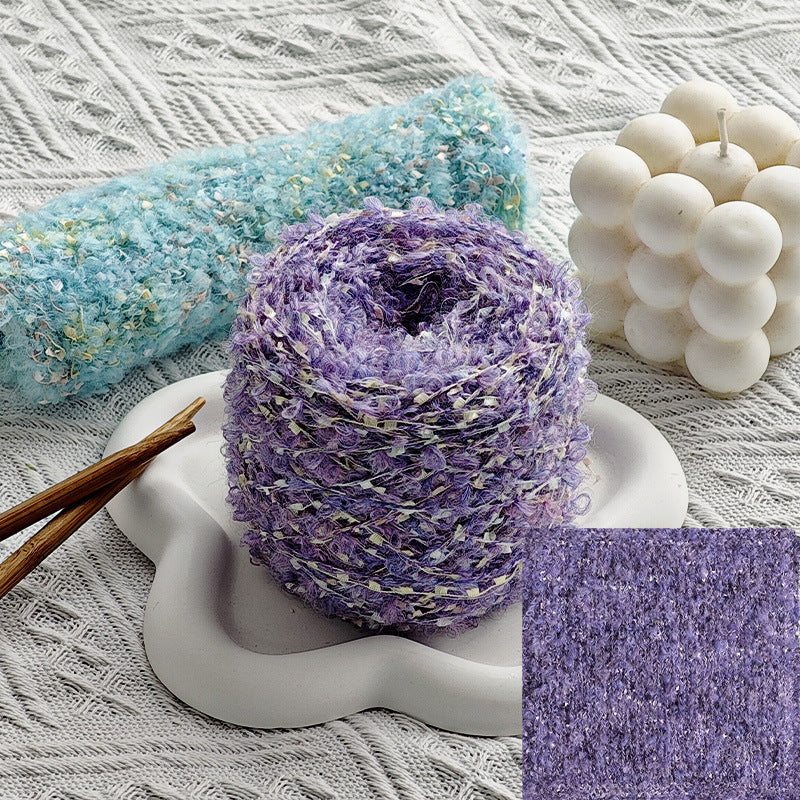 YARN60019 Trendy Loop Yarn with Sequins – Textured DIY Yarn for Crochet Bags, Scarves & Amigurumi Toys