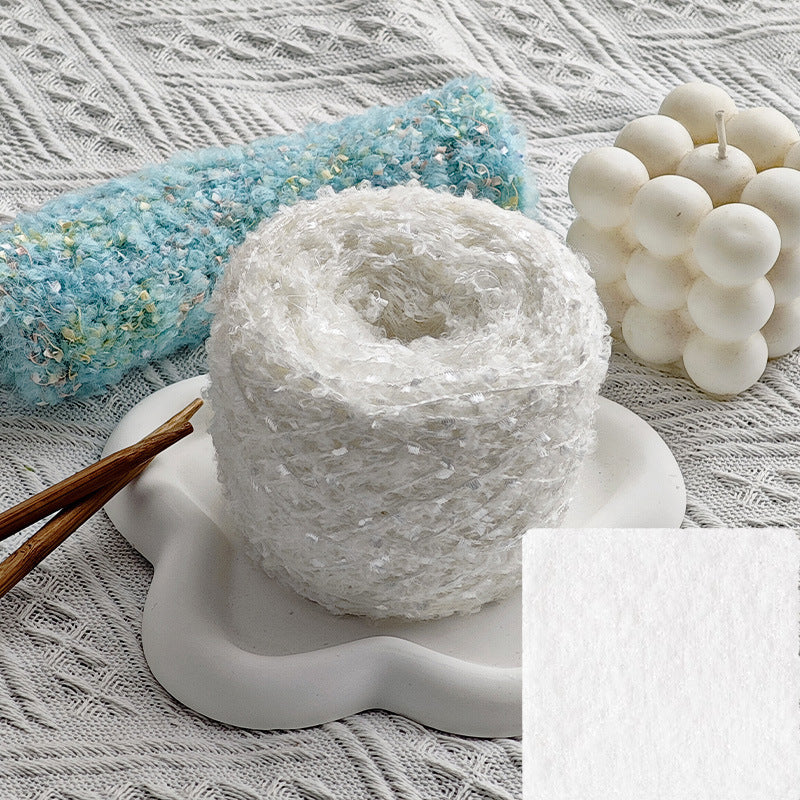 YARN60019 Trendy Loop Yarn with Sequins – Textured DIY Yarn for Crochet Bags, Scarves & Amigurumi Toys