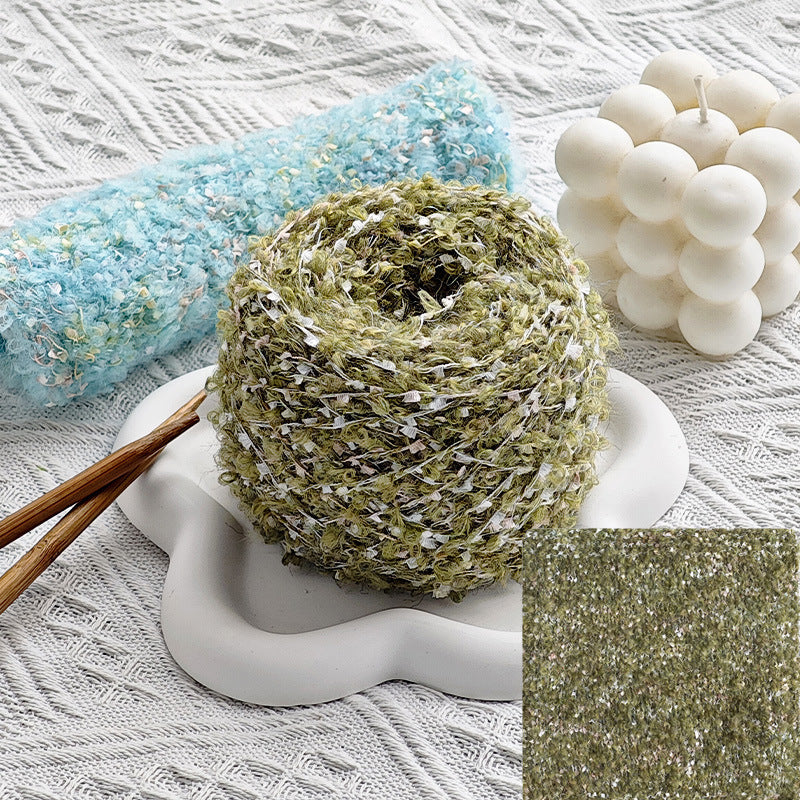 YARN60019 Trendy Loop Yarn with Sequins – Textured DIY Yarn for Crochet Bags, Scarves & Amigurumi Toys
