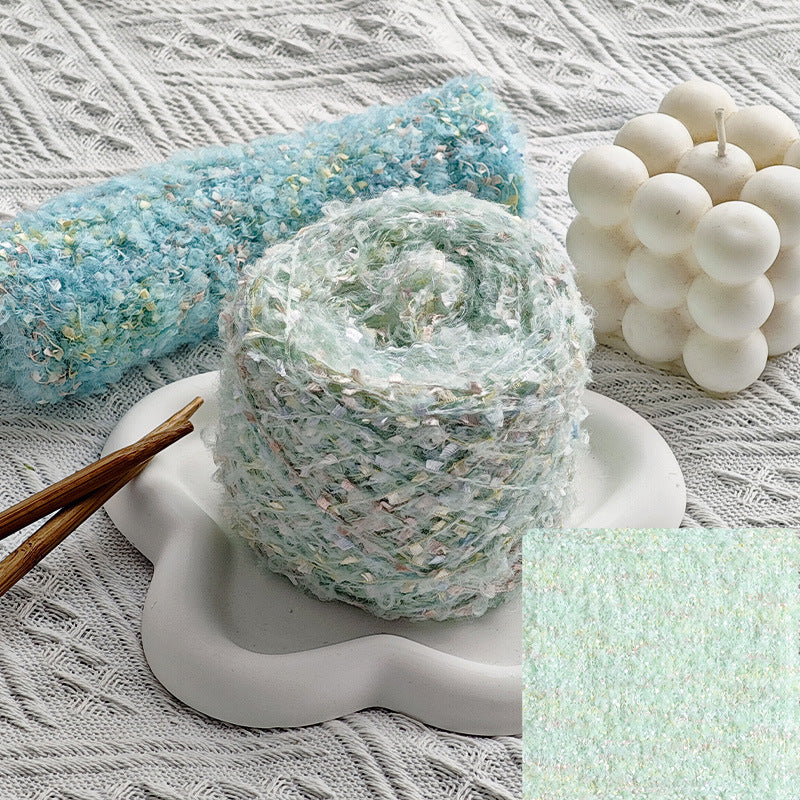 YARN60019 Trendy Loop Yarn with Sequins – Textured DIY Yarn for Crochet Bags, Scarves & Amigurumi Toys