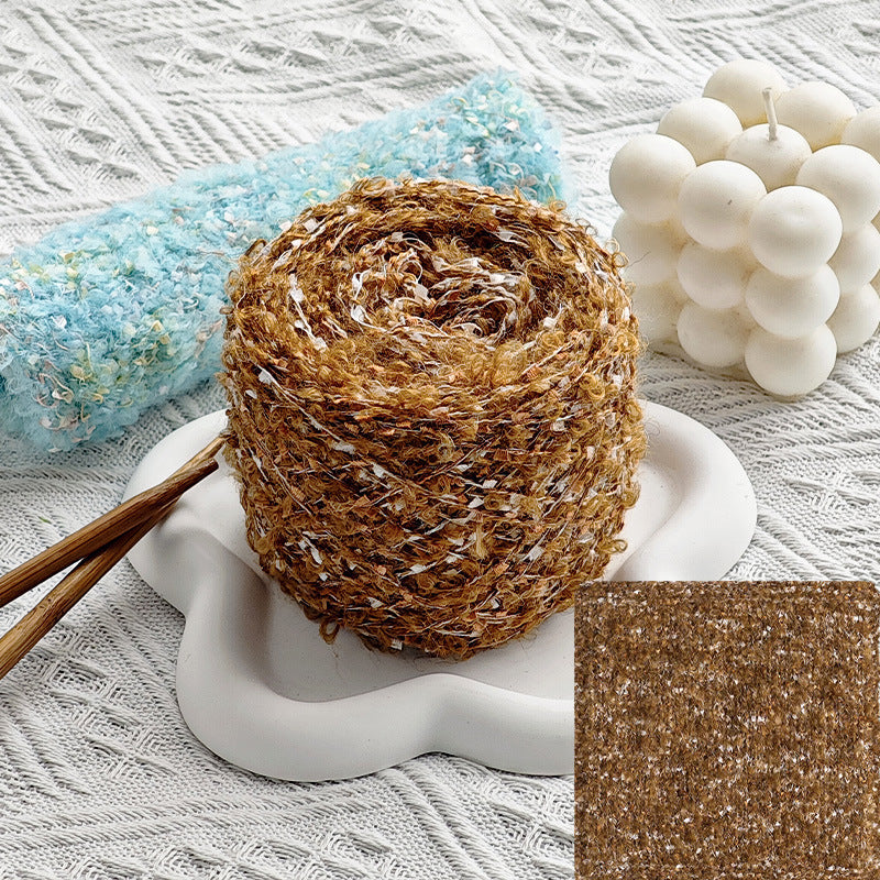 YARN60019 Trendy Loop Yarn with Sequins – Textured DIY Yarn for Crochet Bags, Scarves & Amigurumi Toys
