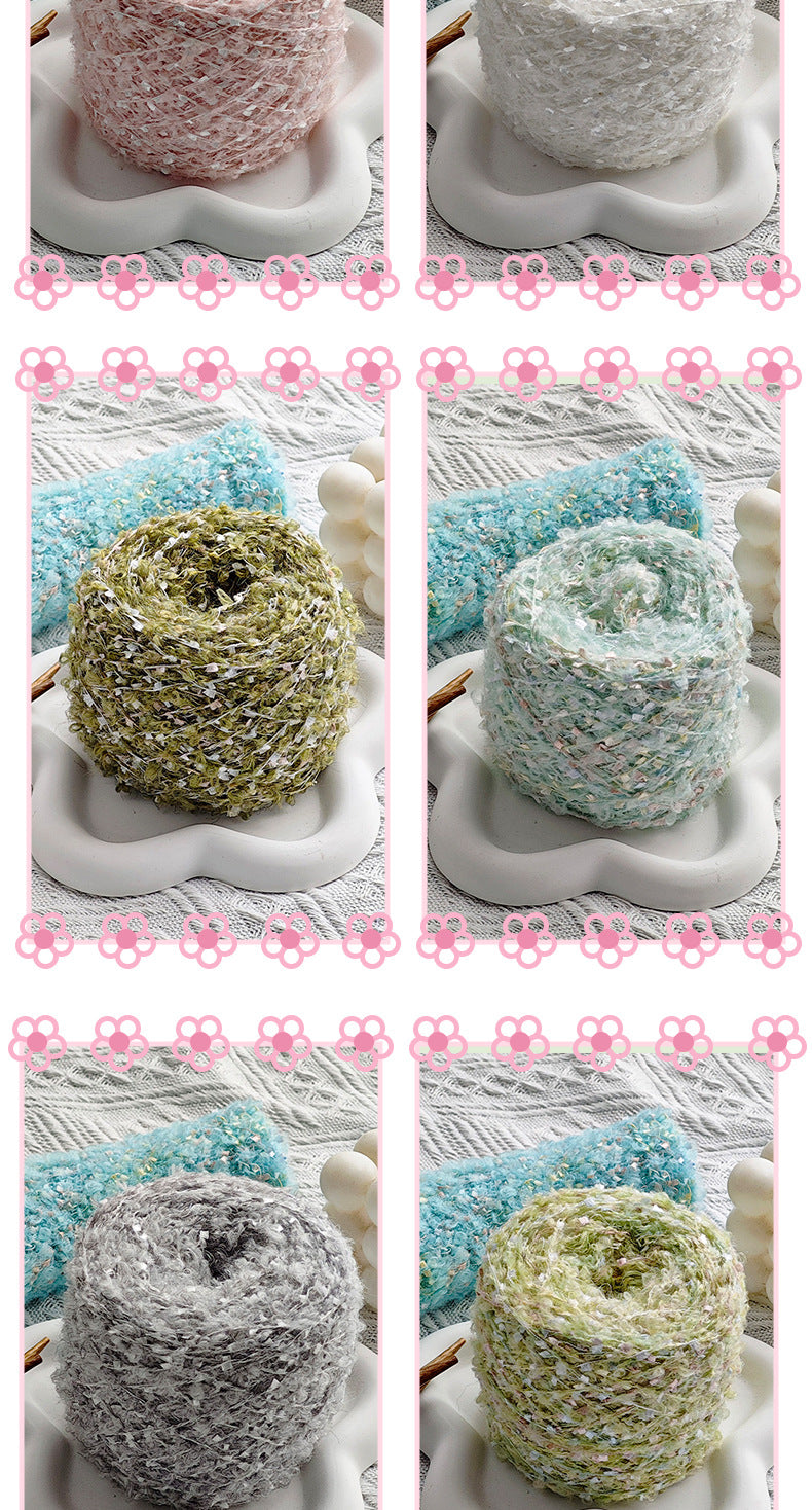 YARN60019 Trendy Loop Yarn with Sequins – Textured DIY Yarn for Crochet Bags, Scarves & Amigurumi Toys