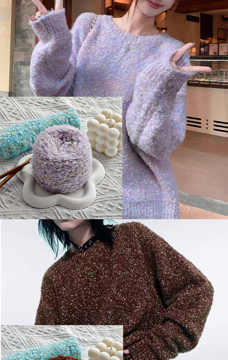YARN60019 Trendy Loop Yarn with Sequins – Textured DIY Yarn for Crochet Bags, Scarves & Amigurumi Toys