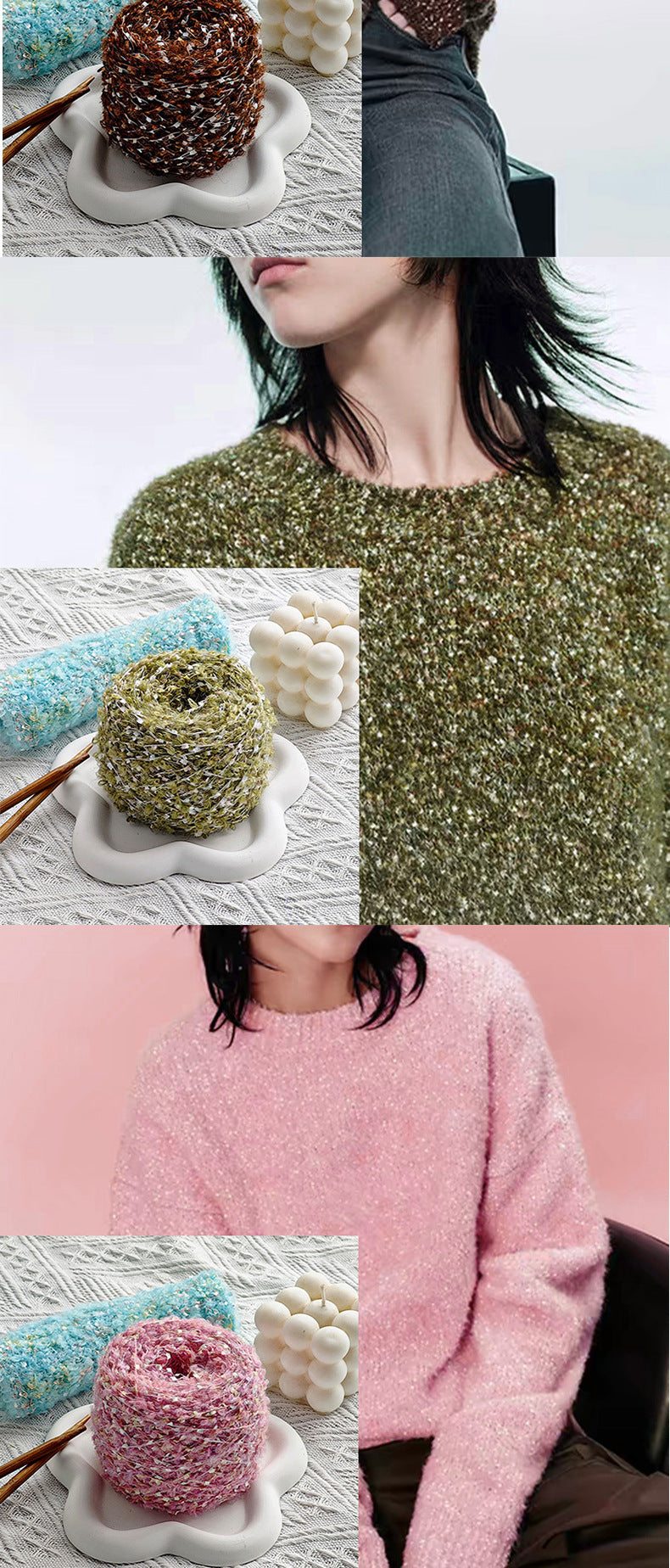 YARN60019 Trendy Loop Yarn with Sequins – Textured DIY Yarn for Crochet Bags, Scarves & Amigurumi Toys
