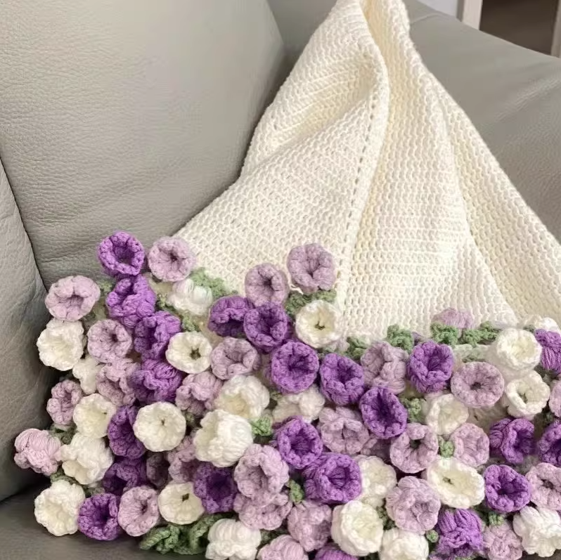 KN2603003 Magic Bloom Crochet Blanket DIY Crochet Kit with Video Tutorial