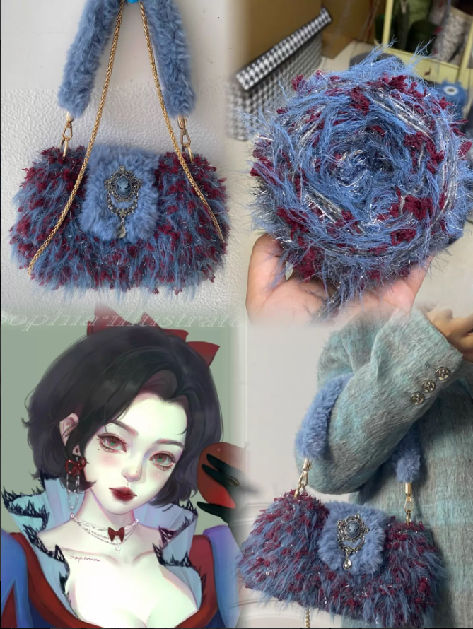 KN2603001 Snow White Dream Crochet Bag DIY Crochet Kit with Video Tutorial or Handmade Finished Bag