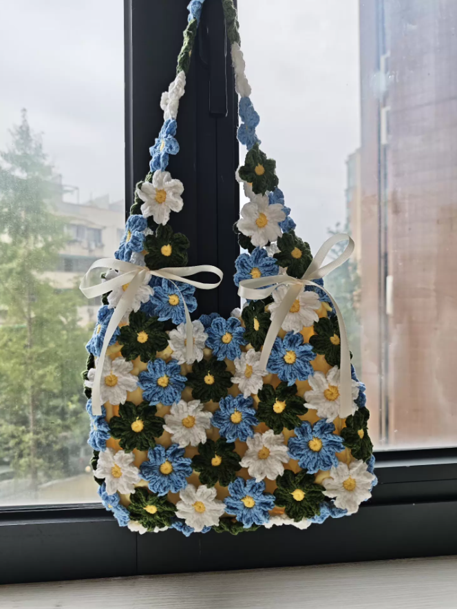 KN2603004 Spring Garden Flower Crochet Bag