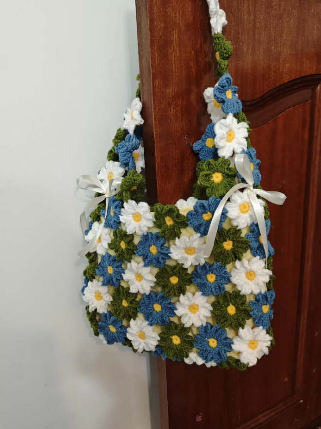 KN2603004 Spring Garden Flower Crochet Bag