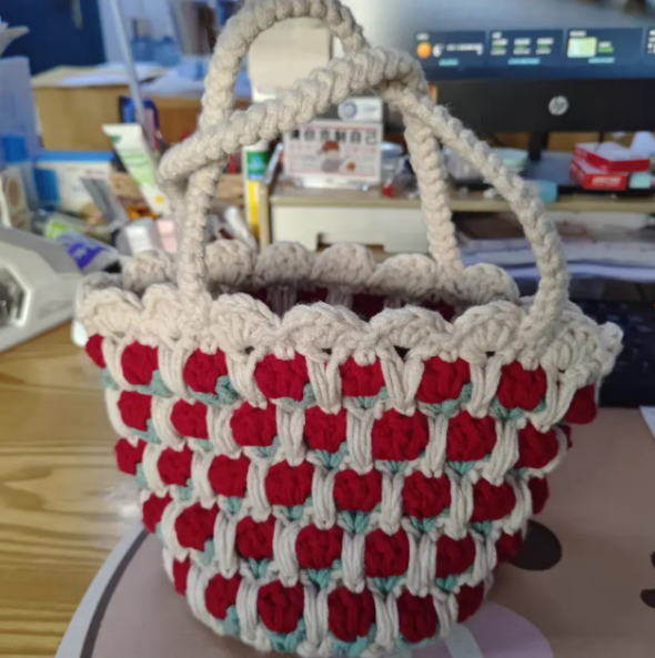 KN2603015 Spring Tulip Crochet Bag DIY Crochet Kit with Video Tutorial