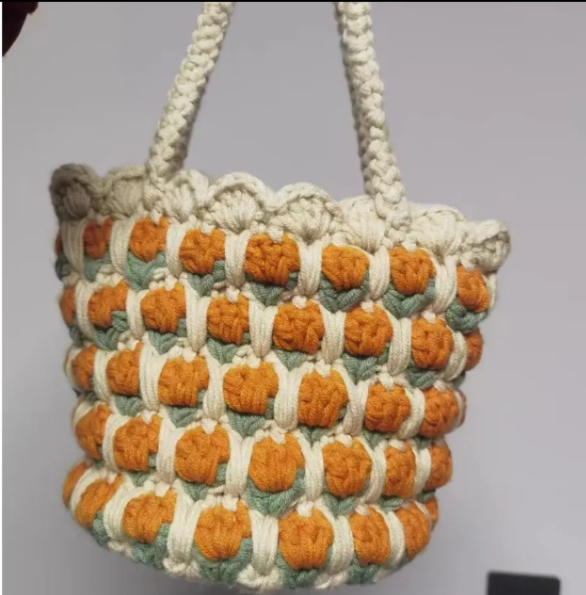 KN2603015 Spring Tulip Crochet Bag DIY Crochet Kit with Video Tutorial