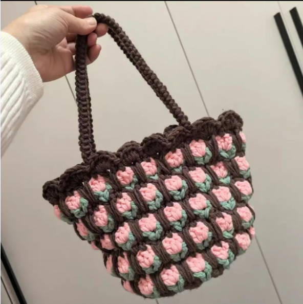 KN2603015 Spring Tulip Crochet Bag DIY Crochet Kit with Video Tutorial